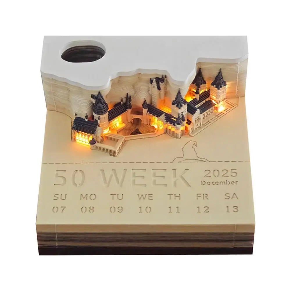 Magic Memo Pad 3D: Castle Edition (Calendario 2025, con illuminazione LED)